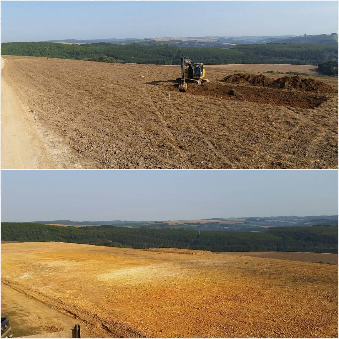 Terraplanagem e terreno nivelado para silos e armazéns